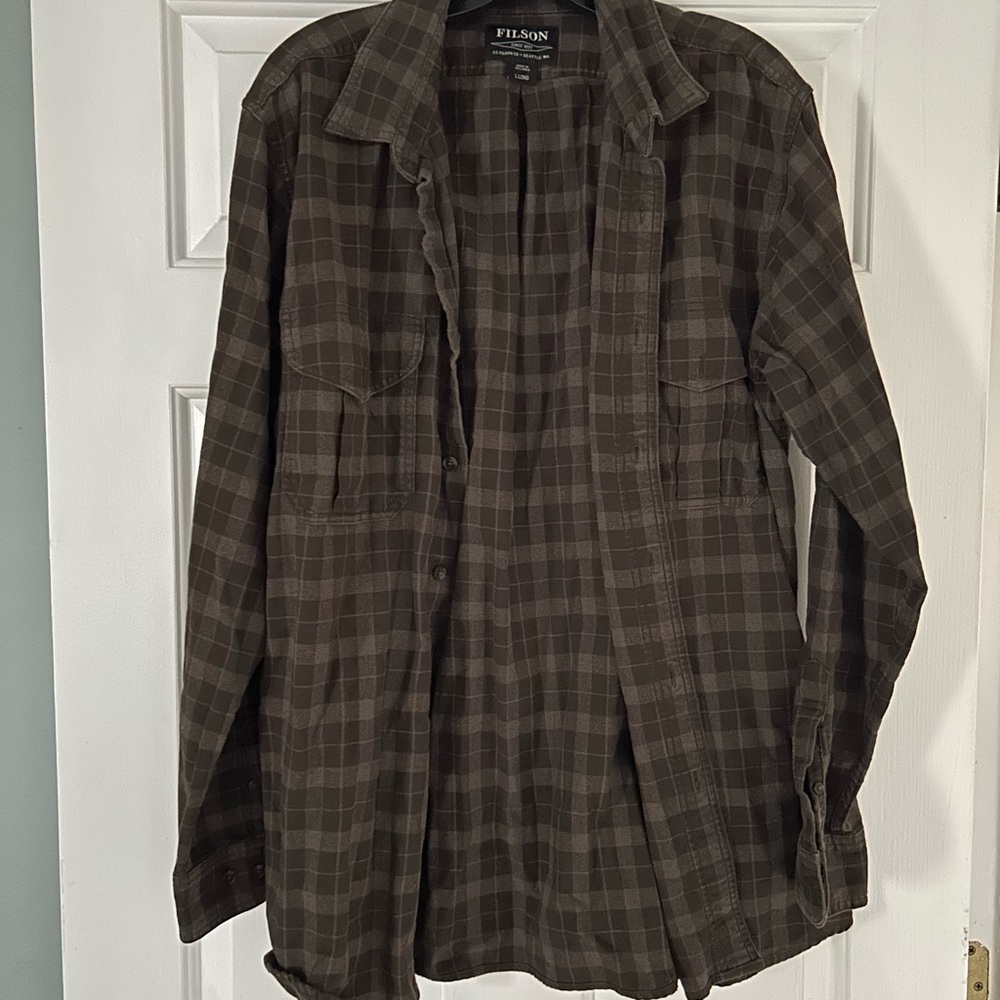 Filson Men's Brown Plaid button down shirt
